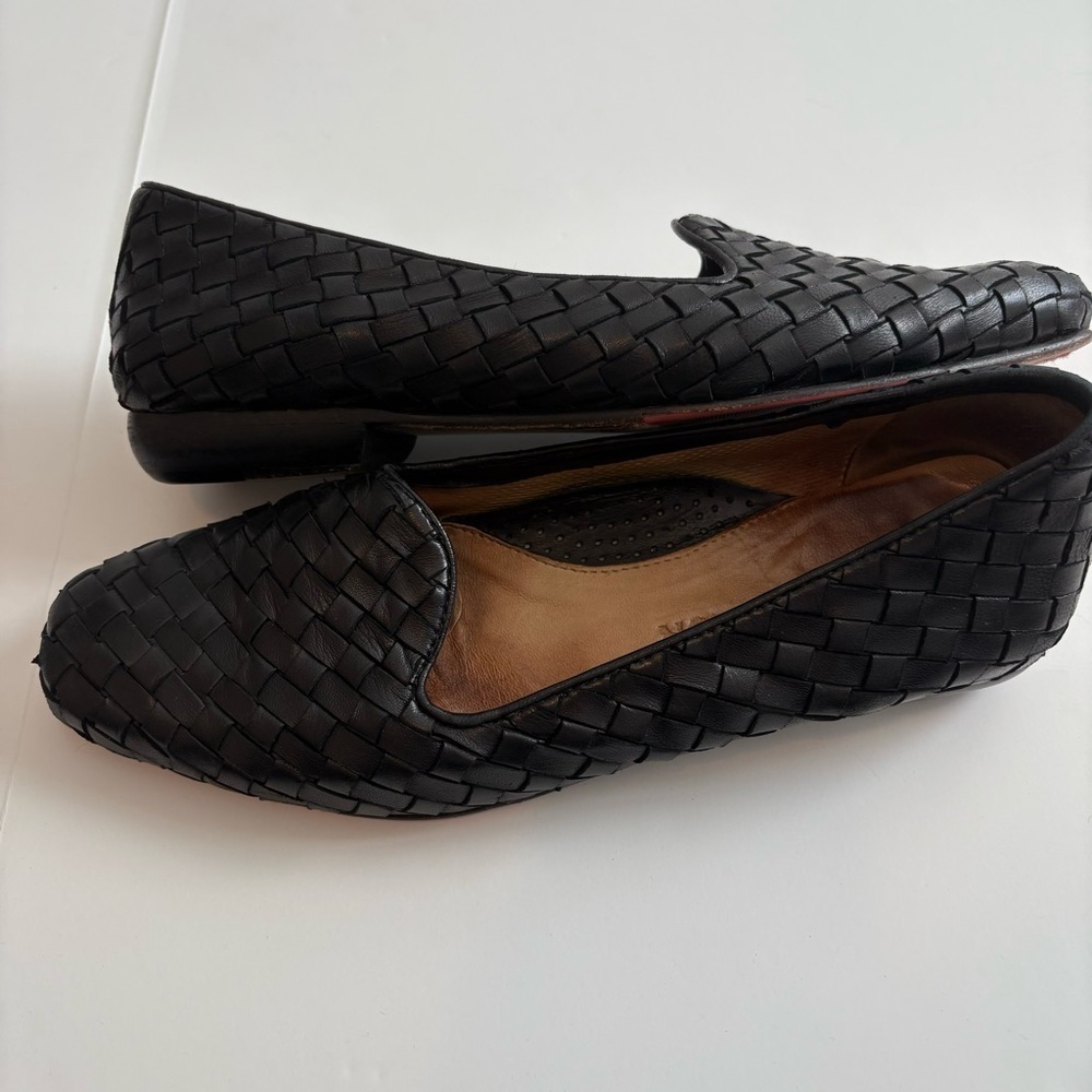 Robert Zur Black Woven Leather Flats - Picture 2 of 8